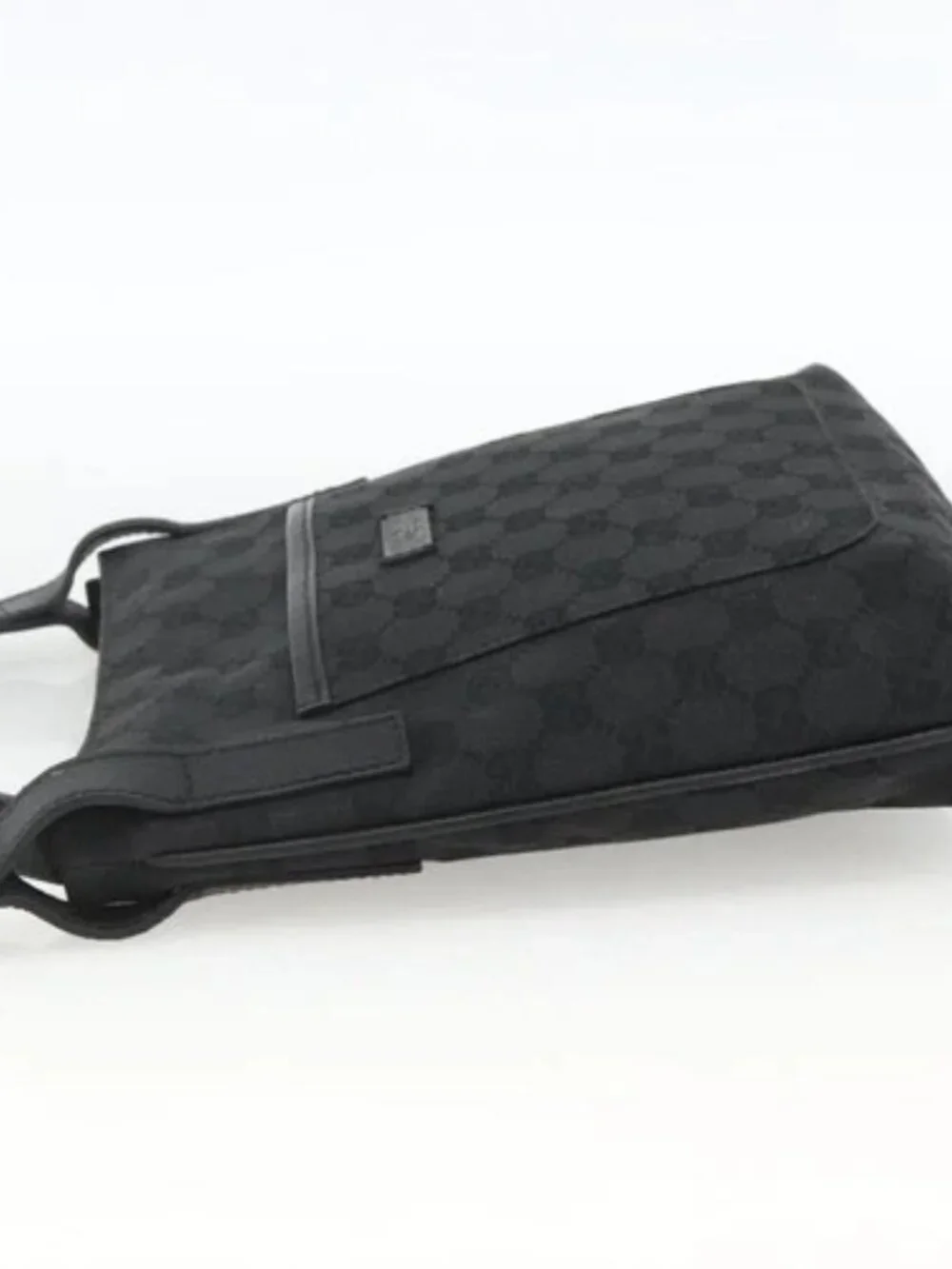 GUCCI GG Canvas Shoulder Bag Black Silver 122793 Auth BAZ206A